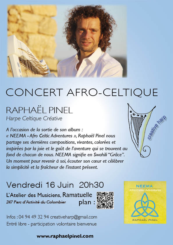 Concert Raphael Pinel harpe celtique Ramatuelle 16 juin 2017 EMAIL
